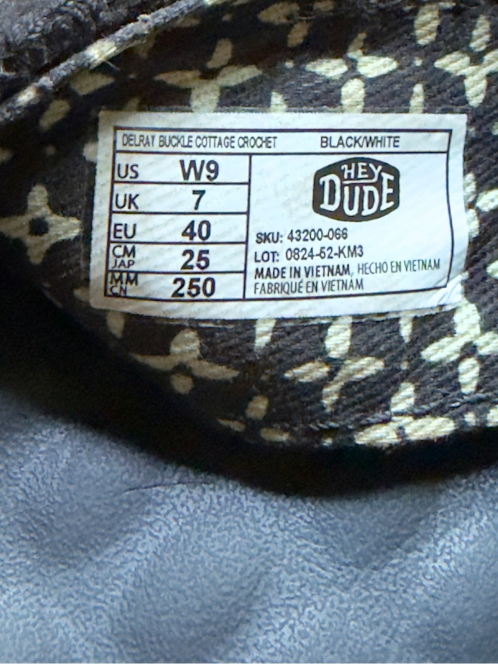 Hey Dude Black Platform Sandals with Cream Patterned Straps - Picture 4 of 5